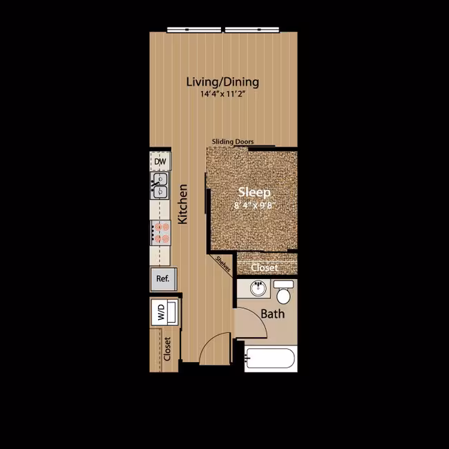 A0B: Studio MFTE 524 floor plan